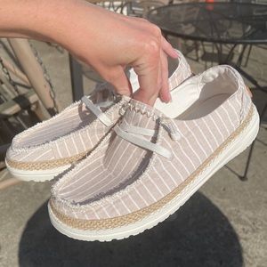 Beige Stripe Hey Dudes